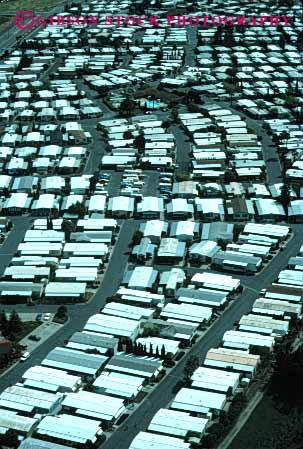 Stock Photo #3190: keywords -  aerial bare boxes california community concord home house mobile movable neighborhood park pattern portable relocate same square stark temporary vert