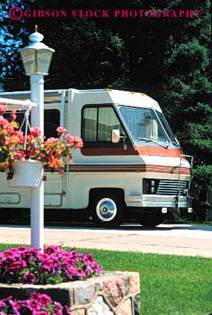 Stock Photo #3202: keywords - convenient drive highway home large motor motorhome parked recreational rv travel vacation vehicle vert yard