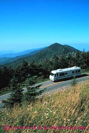 Stock Photo #3205: keywords -  blue carolina convenient drive highway home large mitchell motor motorhome mount mountains north parkway recreational ridge rv travel vacation vehicle vert