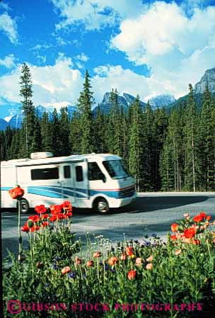 Stock Photo #3208: keywords - banff canada convenient drive highway home large motor motorhome national park recreational rv travel vacation vehicle vert