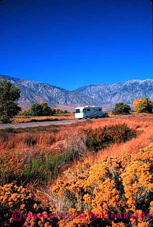 Stock Photo #3209: keywords -  autumn bishop blur california convenient drive fall highway home large motion motor motorhome mountains movement recreational rv scenic sierra travel vacation vehicle vert view