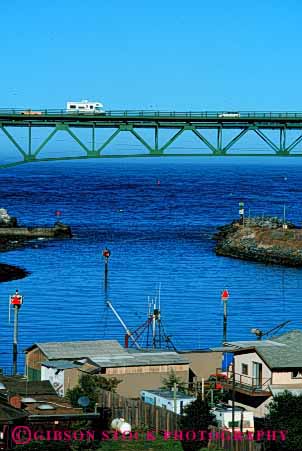 Stock Photo #3223: keywords -  bragg bridge california camp camper coast convenient fort harbor highway ocean one recreational rv sky span travel vacation vehicle vert water