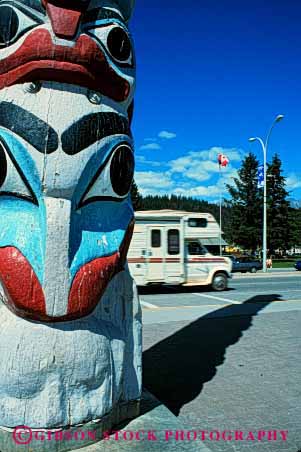 Stock Photo #3225: keywords -  blur camp camper canada convenient highway jasper motion movement national park pole recreational rv totem travel vacation vehicle vert