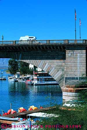 Stock Photo #3226: keywords -  arizona bridge camp camper convenient havasu highway lake london recreational rv stone travel vacation vehicle vert water