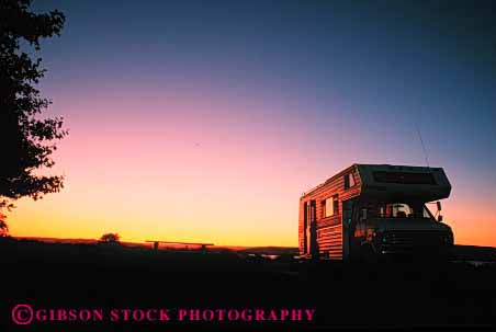 Stock Photo #3228: keywords -  calm camp camper convenient dawn dusk highway horz quiet recreational rv sunrise sunset travel vacation vehicle