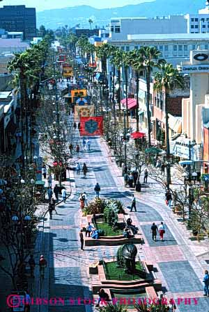 Stock Photo #3253: keywords -  browse business buy california commerce elevated mall monica outlet palm pedestrian plaza retail santa sell shopping store street stroll third trade tree vert view