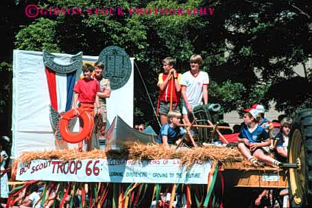 Stock Photo #4001: keywords -  activity adolescent boy children club cooperate craft display float group horz learn parade practice scout scouts show skill summer team together