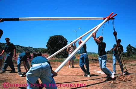 Stock Photo #4007: keywords -  activity adolescent children club cooperate craft frame group horz learn lift mariner pole practice raise scout scouts skill summer team teamwork teenage together