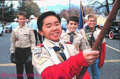 Stock Photo #4011: keywords -  activity adolescent asian boy children club cooperate craft ethnic group horz learn minority practice scout skill summer team together