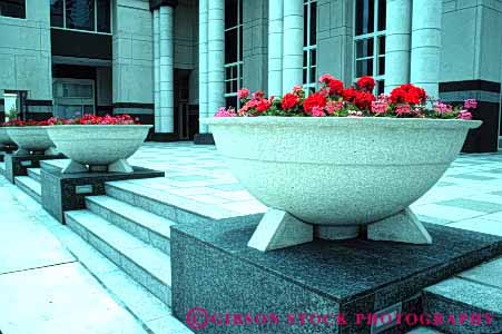 Stock Photo #4048: keywords -  architecture building business cement commercial concrete decorate decoration design entry exterior horz landscape planter round step stone