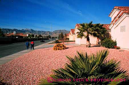 Stock Photo #4071: keywords -  conservation demand drought dry garden home horz house landscape las low nevada residence tolerant vegas water