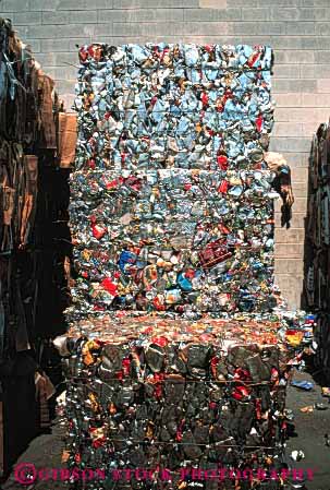 Stock Photo #4087: keywords -  bale baled bales can cans compact compacted compress compressed crush crushed industry material metal recycle recycled recycling resource reuse squeeze squeezed steel vert