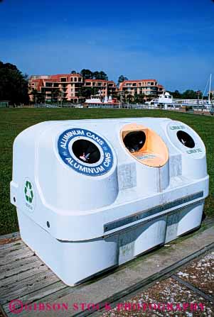 Stock Photo #6154: keywords - bin collect collection contain container fiberglass point public recycle recycling site storage store synthetic vert
