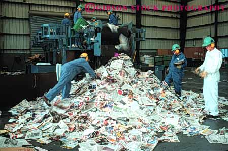 Stock Photo #4094: keywords -  bale california county crew horz industry job labor material newspaper occupation paper process recycle recycles recycling resource reuse richmond sort team west