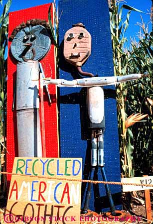 Stock Photo #4099: keywords -  cute display fair humor into material metal personify recycle recycled recycling resource reuse vert