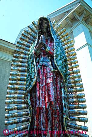 Stock Photo #4100: keywords -  aluminum cans into mary material metal recycle recycled recycling religion resource reuse statue vert