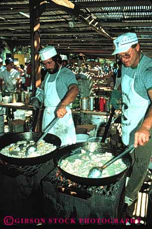 Stock Photo #4122: keywords -  annual california cook cooking cooks event fair festival food garlic gilroy prepare process serve shade vert