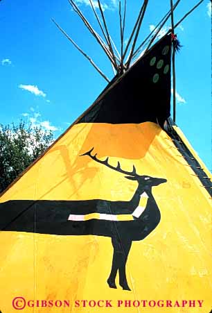 Stock Photo #4157: keywords - american animal canvas color colorful cone geometric geometry historic home house indian native paint painted plains pole poles portable primitive pyramid residence shelter shelters symbol teepee teepees tent tepee tepees tipi tipis tradition triangle vert west yellow