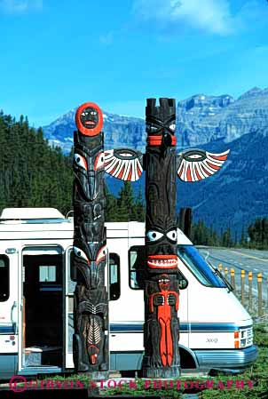 Stock Photo #4167: keywords - american canada carve craft decorate home indian jasper motor national native paint park poles scenic symbol totem travel vert wood worship