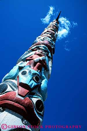 Stock Photo #4168: keywords -  american canada carve craft decorate indian jasper national native paint park pole symbol totem vert wood worship