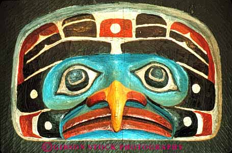 Stock Photo #4173: keywords -  alaska american carve craft decorate historic horz indian national native paint park pole sitka symbol totem wood worship