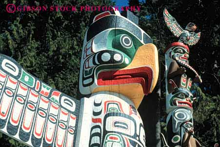 Stock Photo #4175: keywords -  american canada carve craft decorate horz indian native paint park poles stanley symbol totem vancouver wood worship