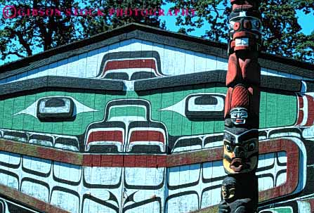 Stock Photo #4177: keywords -  american canada carve craft decorate horz indian native paint park pole symbol thunderbird totem victoria wood worship