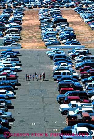 Stock Photo #4191: keywords -  aerial car countless find look lost lot many park parking people search vert walk