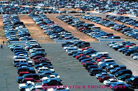 Stock Photo #4194: keywords -  car countless elevated find horz look lost lot many park parking pattern row search view