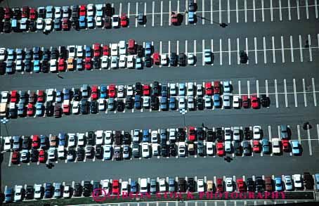 Stock Photo #4195: keywords - aerial car countless find grid horz look lost lot many park parking pattern row search