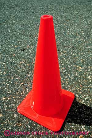 Stock Photo #4196: keywords -  border car caution cone guide limit orange park parking plastic symmetry triangle vert