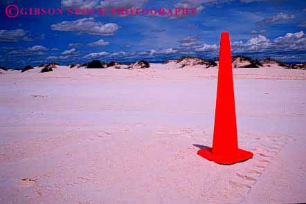 Stock Photo #4197: keywords -  border car caution cone desert guide horz limit orange park parking plastic symmetry triangle