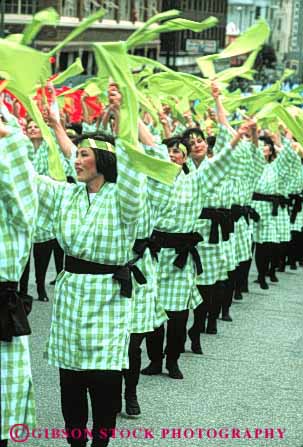 Stock Photo #4239: keywords - annual asian blossom celebrate celebration cherry color colorful costume dance display ethnic event festival francisco green japanese minority music parade performance san show together uniform unity vert women