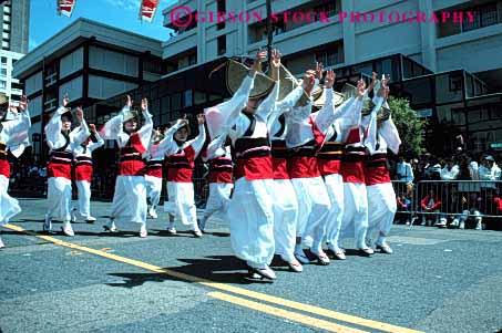 Stock Photo #4243: keywords -  annual asian blossom celebrate celebration cherry color colorful costume dance display ethnic event festival francisco horz japanese minority music parade performance repeat repetition san show together uniform unity white women