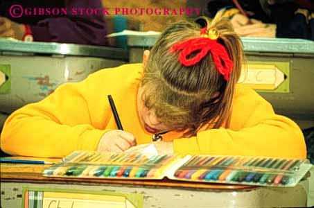 Stock Photo #4281: keywords -  adolescent art child children class classroom concentrate concentration create draw drawing draws educate education elementary forth fourth girl grade horz kid kids learn released school students study write writes writing young youth