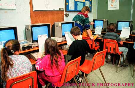 Stock Photo #4285: keywords -  adolescent boy boys child children class classroom computer computers computing educate education elementary forth fourth girl girls grade group horz kid kids learn lesson released school students study technology together young youth