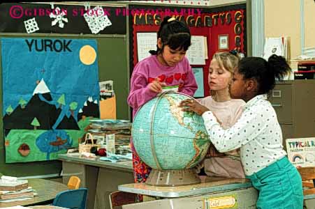 Stock Photo #4286: keywords -  adolescent african american asian child children class classroom educate education elementary ethnic forth fourth geography girl girls globe grade group horz kid kids learn minority mix race released school students study together young youth