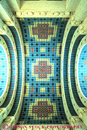 Stock Photo #4327: keywords - abstract arch architecture art artistic blue ceiling ceramic curve decorate decorative grid mosaic pattern regular square tile vert