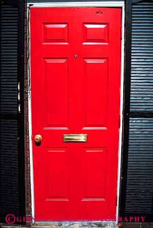 Stock Photo #4384: keywords -  architecture custom design door doorway entrance entry frame front home pattern red square vert wood