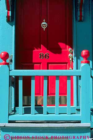 Stock Photo #15978: keywords -  architecture blue bright building buildings cabin cabins color colorful colors cottage cottages design door doors graphic home homes house old older paint painted porch porches quaint rail railing red style tradition traditional vert vintage wood wooden