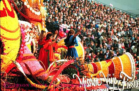 Stock Photo #4406: keywords - actor actress annual california celebrate colorful colors create creative design display event famous festival float floats floral flower flowers horz move of parade parades pasadena perform rose roses shoe spectacle spectacular tournament