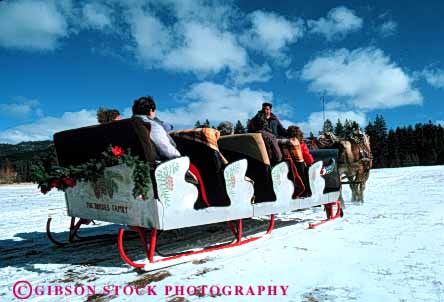 Stock Photo #4427: keywords -  fun holiday horse horses horz lake passenger pull recreation ride sleigh slide snow tahoe tour winter