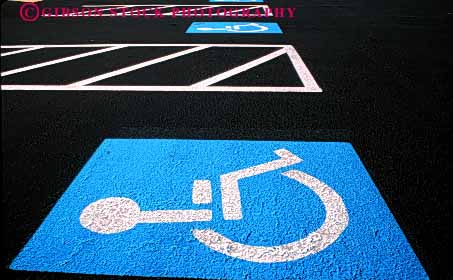 Stock Photo #4448: keywords -  blue car challenge challenged disability disabled disadvantage disadvantaged handicap handicapped horz impair impaired lot need needs park parking reserved space special symbol wheelchair