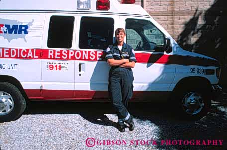 Stock Photo #4465: keywords -  aid ambulance career emergency emt female first horz income job medical medicine nurse occupation paramedic paramedics released rescue respond save smile technician treat treatment uniform vocation woman work worker