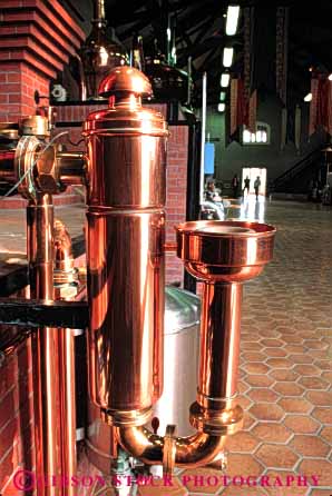 Stock Photo #4503: keywords - alcohol brandy clean copper distill distillery equipment ferment fermentation fermented fermenting machine machinery making metal natural pipe plumb plumbing resource rms shiny tube vert wine