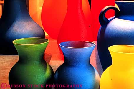 Stock Photo #3422: keywords -  abstract color colorful contour horz pottery round shape vases