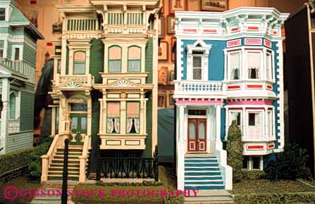 Stock Photo #4544: keywords -  architecture buildings down home homes horz house houses miniature model replica scale small street victorian