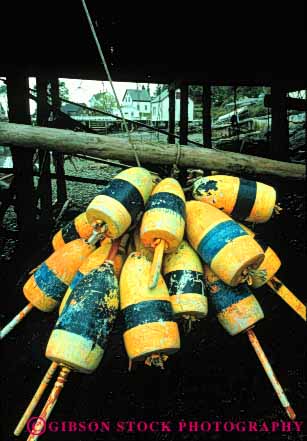 Stock Photo #4555: keywords - coast color colorful fishery fishing float floats indicate indicator lobster locate locater maine marine maritime ocean signal trap vert