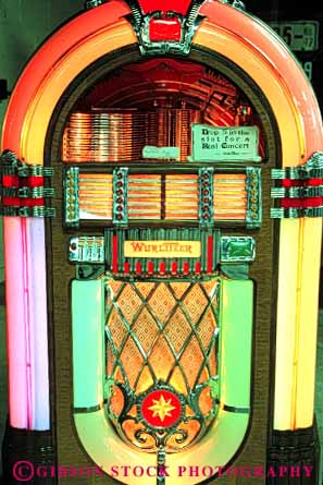 Stock Photo #4594: keywords -  antique box color colorful fashion fashioned juke jukebox jukeboxes lighting machine music neon old play player record sound vert vintage wurlitzer