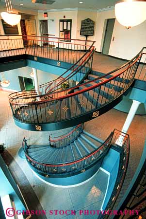 Stock Photo #4622: keywords -  angle angles architecture circle curve design elevate elevation function geometric geometry graceful greensboro height interior modern new right round stair staircase stairs step turn up vert walk